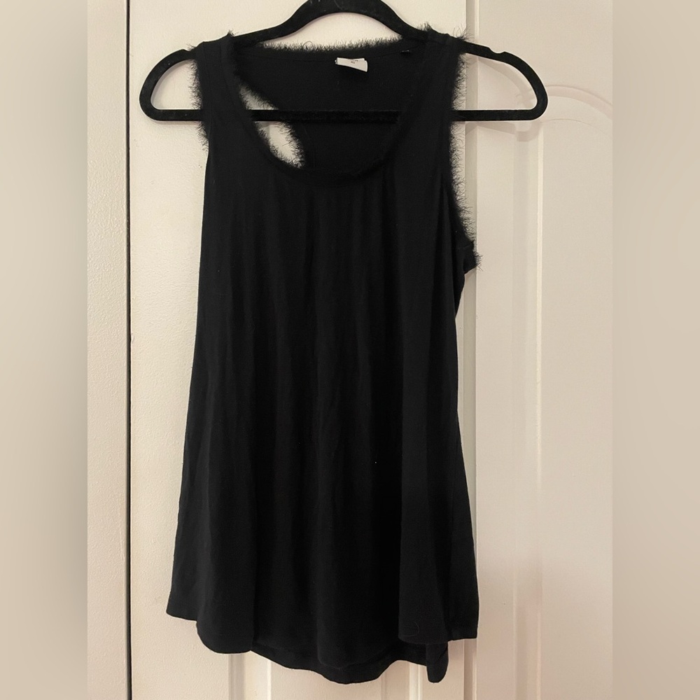 CAbi Black Frayed Edge Tank Top